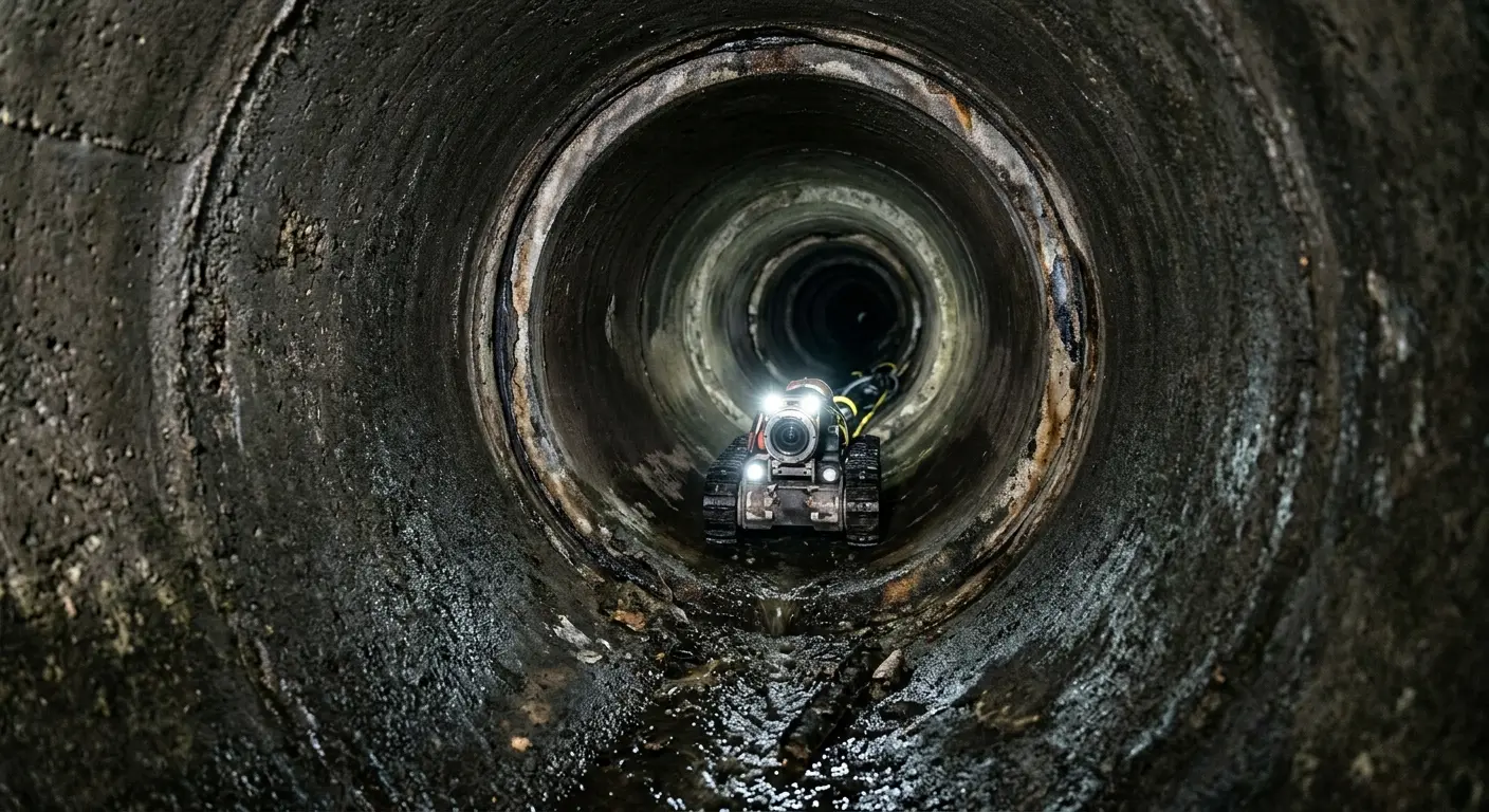 Robotic sewer camera inspecting pipe interior for Sewer Line Repair in Eaton Rapids